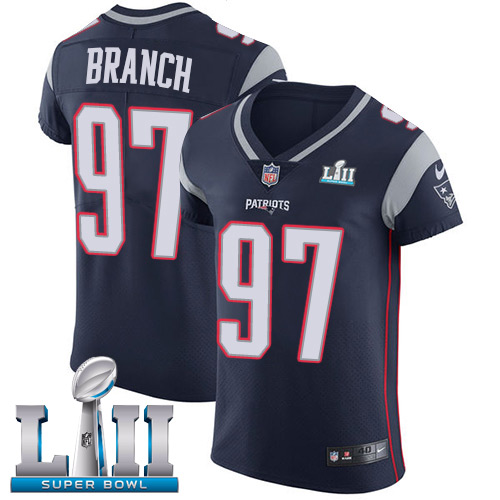 Nike Patriots #97 Alan Branch Navy Blue Team Color Super Bowl LII Men's Stitched NFL Vapor Untouchable Elite Jersey